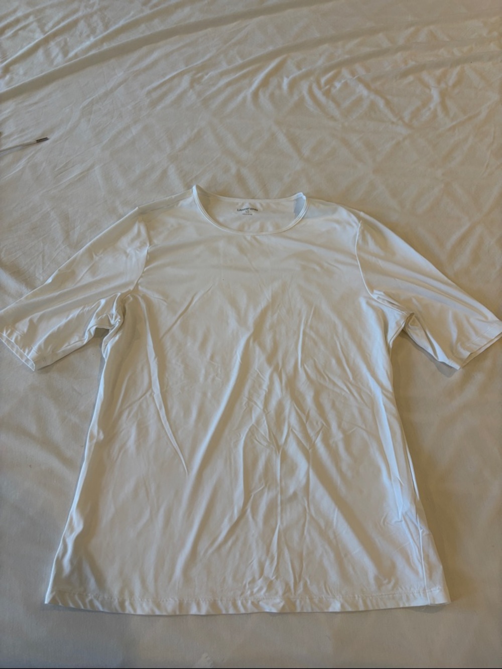 Lands' End Women's White 3/4 Sleeve Swim Shirt Size L
